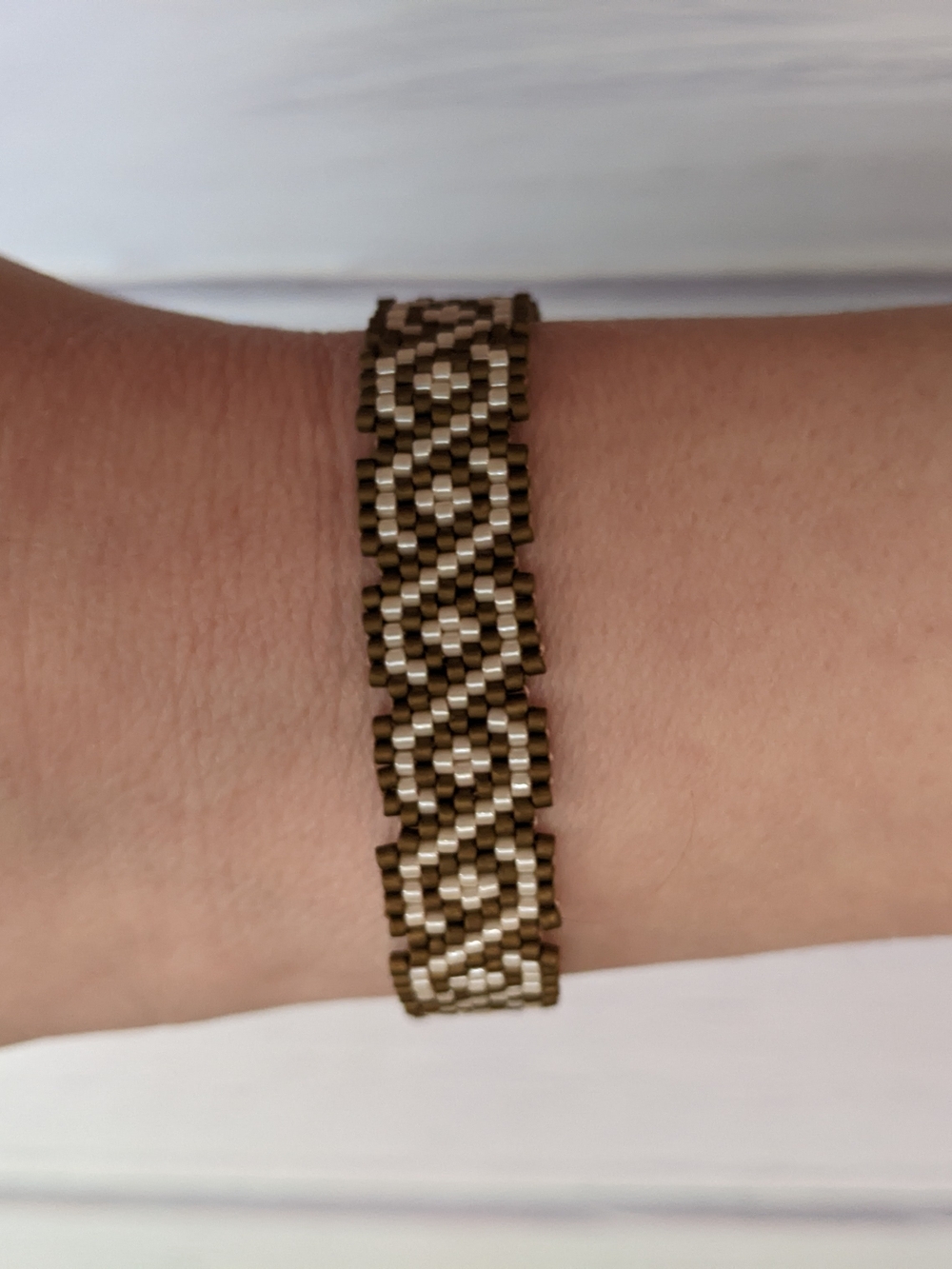 Handcrafted Bronze and Cream Beaded Bracelet - Women Jewelry